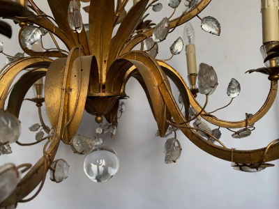  Maison Bagu s Chandelier Maison Bagu s Foliage and Flowers 12 Lights 1950 1970