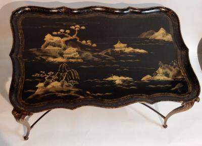  Maison Bagu s Coffee Table Tray Lacquer of China Style Maison Bagu s in Gilded Bronze