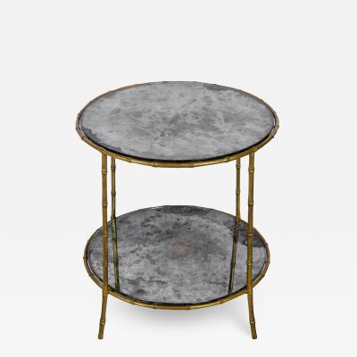  Maison Bagu s Eglomise Mirrored Gilt Frame Faux Bamboo Side Table