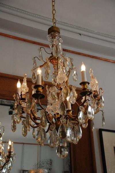  Maison Bagu s French 1940s Clear Tear Drop Chandelier by Maison Bagu s