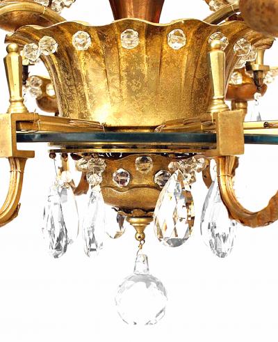  Maison Bagu s French 1940s Cut Glass Eglomise and Gilt Metal Chandelier