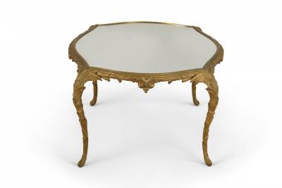  Maison Bagu s French 1940s Gilt Metal Mirror Top Coffee Table
