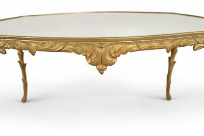  Maison Bagu s French 1940s Gilt Metal Mirror Top Coffee Table