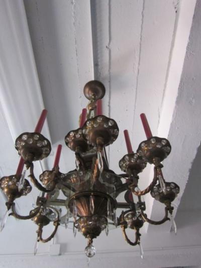  Maison Bagu s French Brass Crystal and Mirror Chandelier by Maison Bagu s Paris 1925