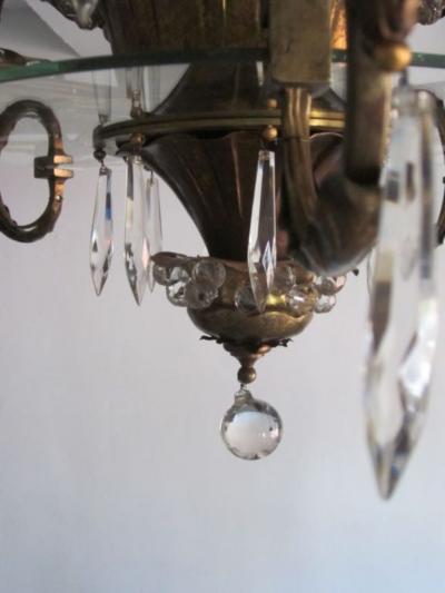  Maison Bagu s French Brass Crystal and Mirror Chandelier by Maison Bagu s Paris 1925