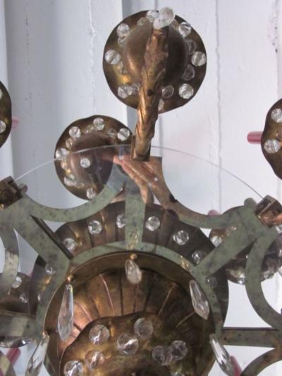  Maison Bagu s French Brass Crystal and Mirror Chandelier by Maison Bagu s Paris 1925