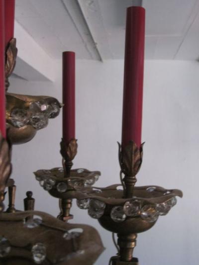  Maison Bagu s French Brass Crystal and Mirror Chandelier by Maison Bagu s Paris 1925