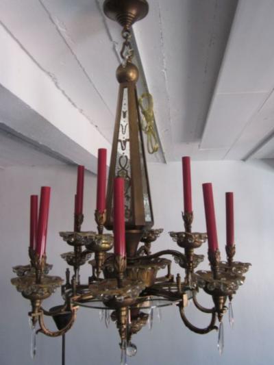  Maison Bagu s French Brass Crystal and Mirror Chandelier by Maison Bagu s Paris 1925