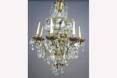  Maison Bagu s French Crystal and Gilt Bronze Chandelier by Maison Bagu s for Jansen