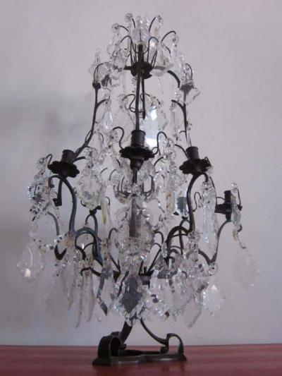  Maison Bagu s French Mid Century Modern Crystal Table Chandelier Girandole by Maison Bagu s
