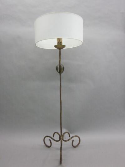  Maison Bagu s French Mid Century Modern Gilt Iron Faux Bamboo Floor Lamp by Maison Bagu s