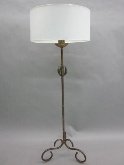  Maison Bagu s French Mid Century Modern Gilt Iron Faux Bamboo Floor Lamp by Maison Bagu s