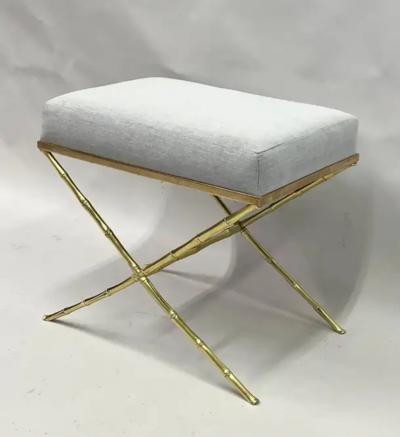  Maison Bagu s French Mid Century Modern Neoclassical Brass Faux Bamboo Bench by Maison Bagu s