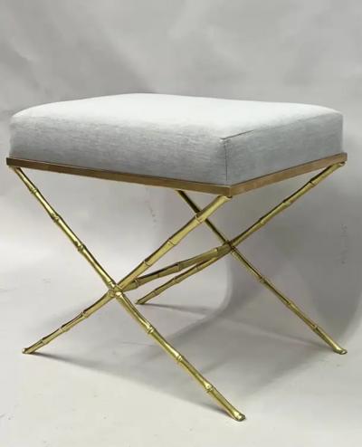  Maison Bagu s French Mid Century Modern Neoclassical Brass Faux Bamboo Bench by Maison Bagu s