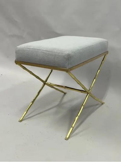  Maison Bagu s French Mid Century Modern Neoclassical Brass Faux Bamboo Bench by Maison Bagu s