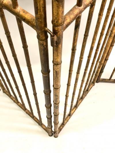  Maison Bagu s French Mid Century Modern Neoclassical Faux Bamboo Gilt Iron Screen by Bagues