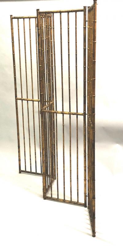  Maison Bagu s French Mid Century Modern Neoclassical Faux Bamboo Gilt Iron Screen by Bagues