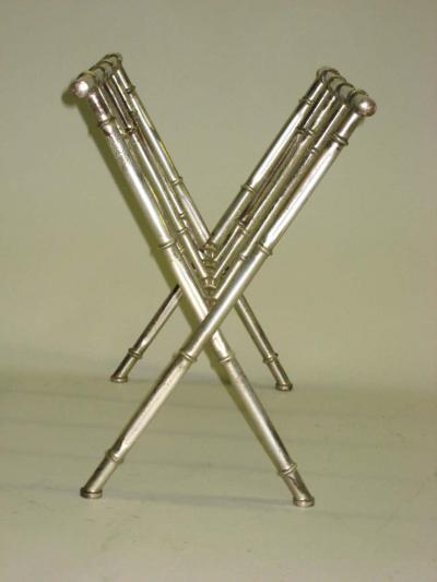  Maison Bagu s French Mid Century Modern Nickeled Brass Faux Bamboo Magazine Stand by Bagues