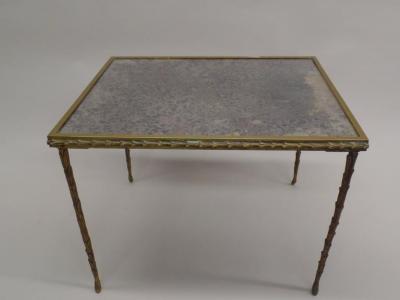  Maison Bagu s French Midcentury 3 Part Gilt Bronze Faux Bamboo Coffee Table by Maison Bagu s