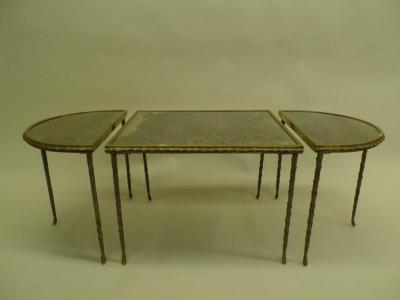  Maison Bagu s French Midcentury 3 Part Gilt Bronze Faux Bamboo Coffee Table by Maison Bagu s