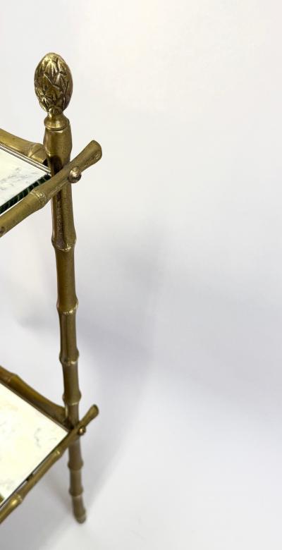  Maison Bagu s French Midcentury Brass Faux Bamboo Patinated Mirror Side Table Maison Bagues