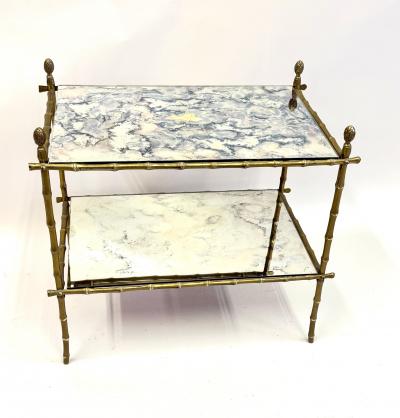  Maison Bagu s French Midcentury Brass Faux Bamboo Patinated Mirror Side Table Maison Bagues