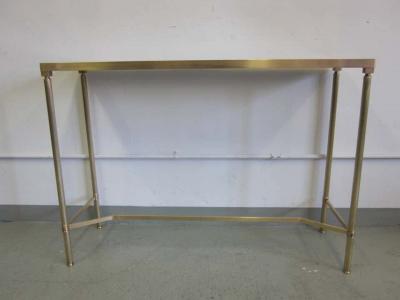  Maison Bagu s French Midcentury Brass and Reverse Painted Glass Console Sofa Table Bagu s