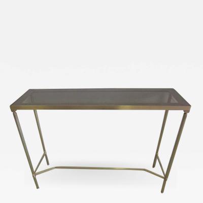  Maison Bagu s French Midcentury Brass and Reverse Painted Glass Console Sofa Table Bagu s