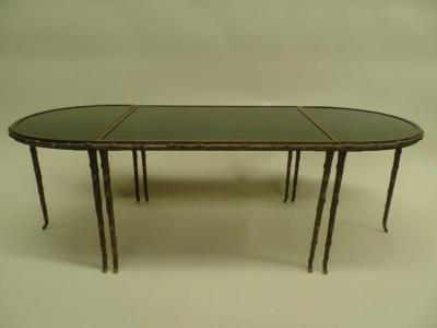  Maison Bagu s French Midcentury Gilt Bronze Faux Bamboo 3 Part Coffee Table by Maison Bagu s