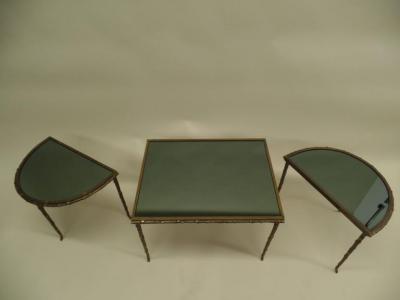  Maison Bagu s French Midcentury Gilt Bronze Faux Bamboo 3 Part Coffee Table by Maison Bagu s
