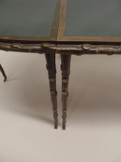  Maison Bagu s French Midcentury Gilt Bronze Faux Bamboo 3 Part Coffee Table by Maison Bagu s