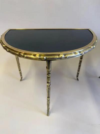 Maison Bagu s French Midcentury Gilt Bronze Faux Bamboo Opaline Coffee Table Maison Bagues