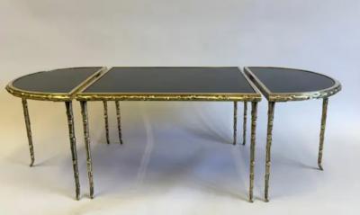 Maison Bagu s French Midcentury Gilt Bronze Faux Bamboo Opaline Coffee Table Maison Bagues