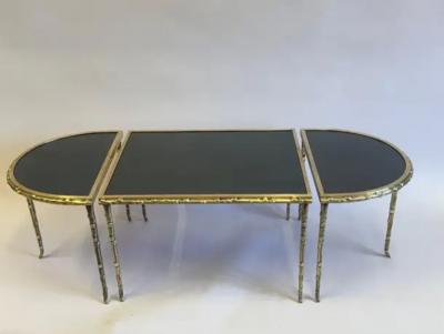 Maison Bagu s French Midcentury Gilt Bronze Faux Bamboo Opaline Coffee Table Maison Bagues