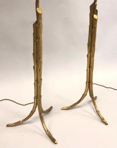  Maison Bagu s French Mod Neoclassic Gilt Bronze Faux Bamboo Table Lamps Maison Bagu s Pair