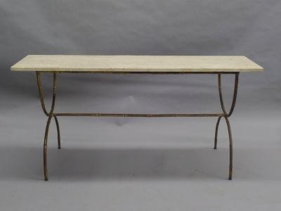  Maison Bagu s French Modern Neoclassical Gilt Iron Faux Bamboo Sofa Table Console Bagu s