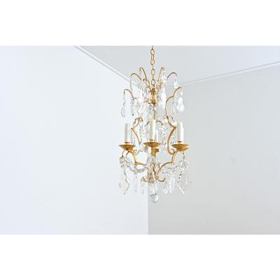  Maison Bagu s French Vintage Gilt Bronze Chandelier in the Style of Maison Bagu s