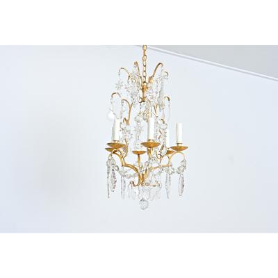  Maison Bagu s French Vintage Gilt Bronze Chandelier in the Style of Maison Bagu s