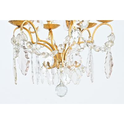  Maison Bagu s French Vintage Gilt Bronze Chandelier in the Style of Maison Bagu s