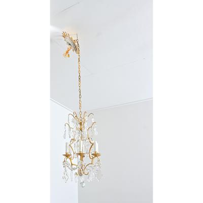 Maison Bagu s French Vintage Gilt Bronze Chandelier in the Style of Maison Bagu s