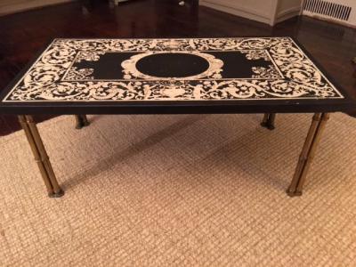  Maison Bagu s GILT BRONZE BAMBOO LEG COFFEE TABLE WITH ORNATE TOP