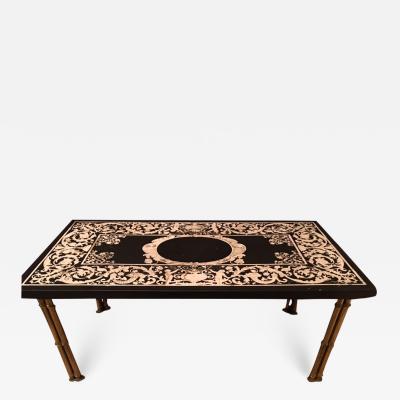  Maison Bagu s GILT BRONZE BAMBOO LEG COFFEE TABLE WITH ORNATE TOP