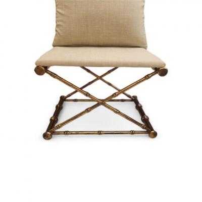  Maison Bagu s Golden Bamboo Bench with Cushion by Maison Bagu s 1960s