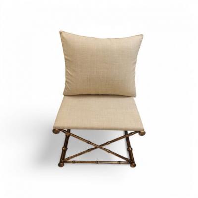  Maison Bagu s Golden Bamboo Bench with Cushion by Maison Bagu s 1960s