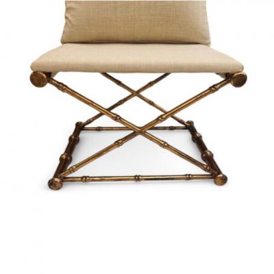  Maison Bagu s Golden Bamboo Bench with Cushion by Maison Bagu s 1960s