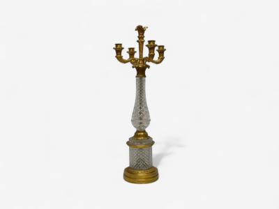  Maison Bagu s Hollywood Regency Cut Crystal Gilt Brass Candelabras France 1930s