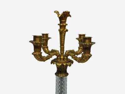  Maison Bagu s Hollywood Regency Cut Crystal Gilt Brass Candelabras France 1930s