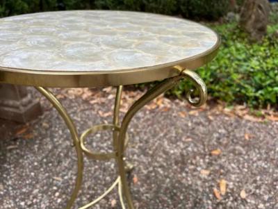  Maison Bagu s Italian Brass and Capiz Shell Table