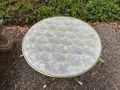  Maison Bagu s Italian Brass and Capiz Shell Table