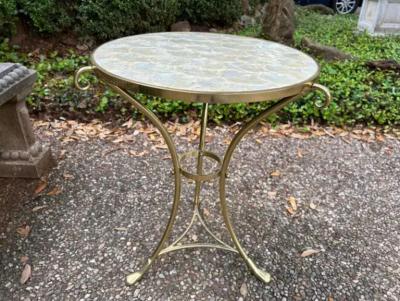  Maison Bagu s Italian Brass and Capiz Shell Table
